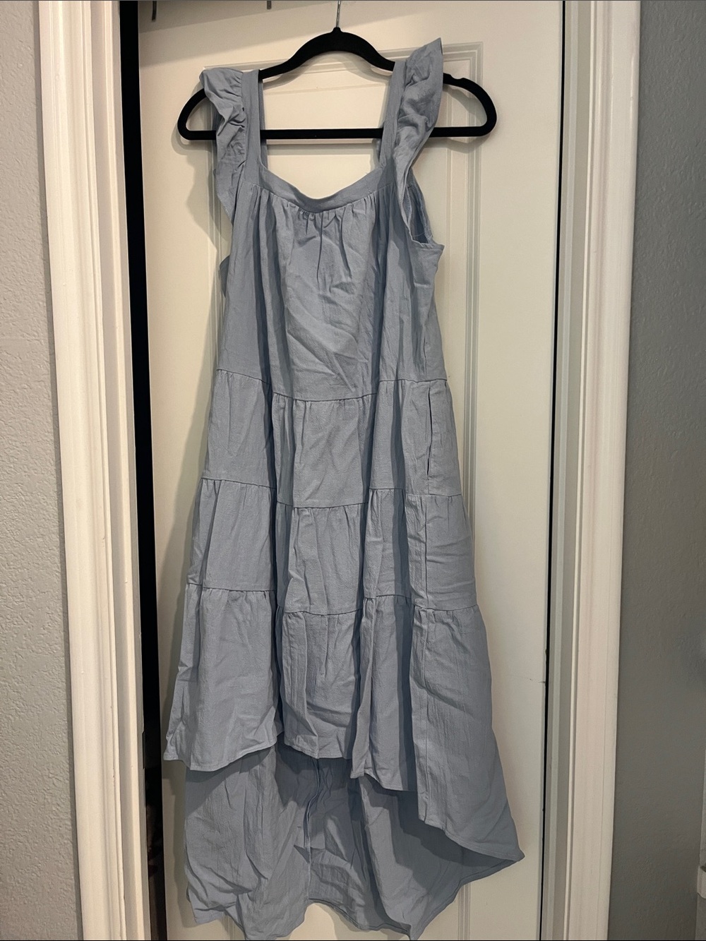 Prinbara Light Blue Tiered Sleeveless Dress